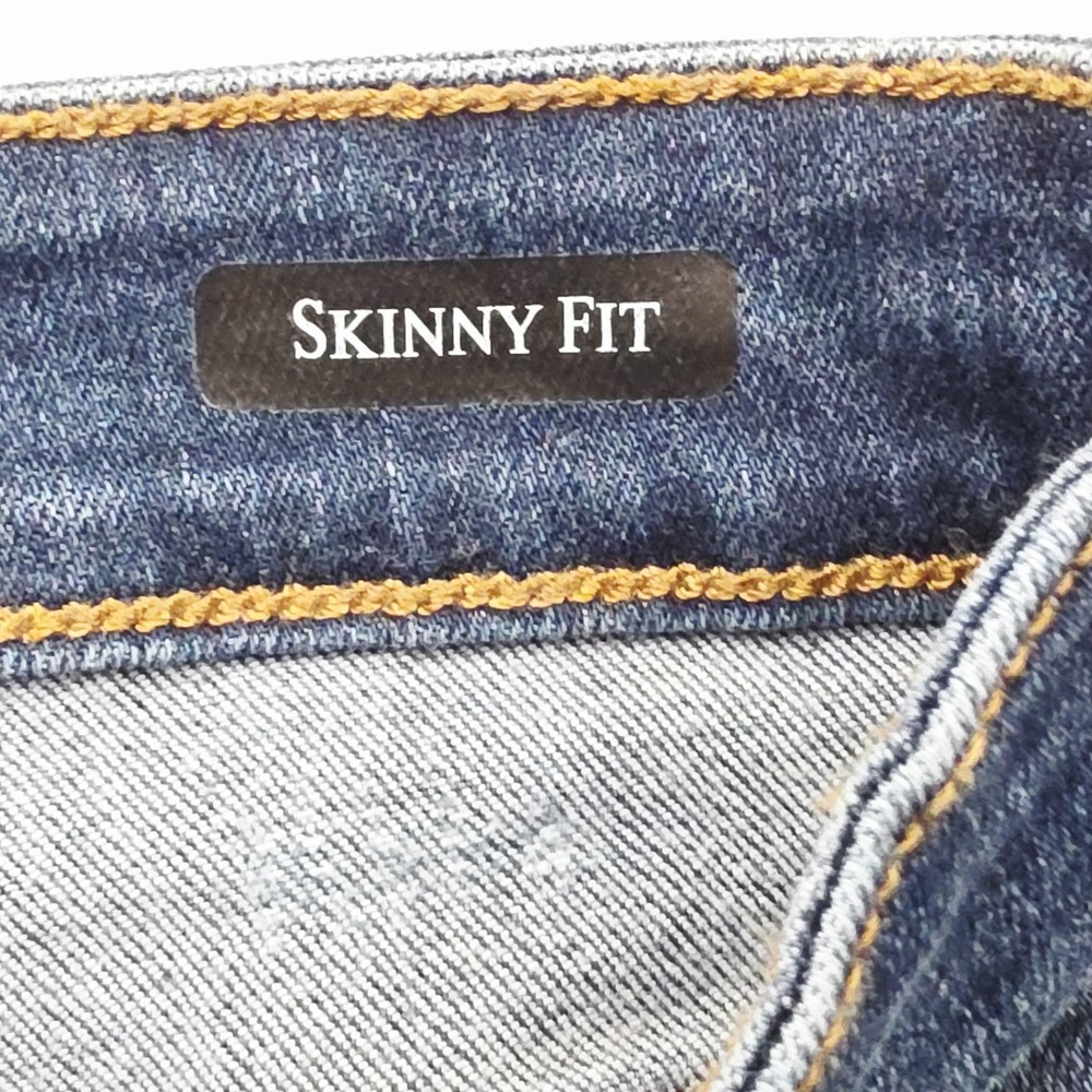 Judy Blue Jeans Womens 7/28 Dark Wash Mid Rise Skinny Distressed Crop Frayed Hem - Picture 5 of 11